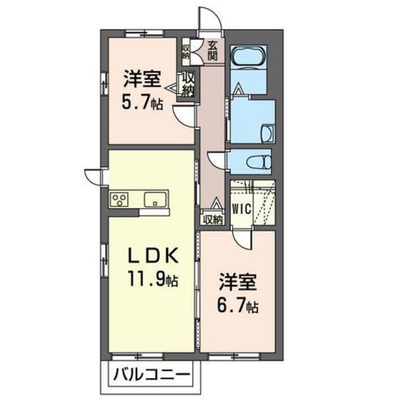 ヴィラ・ルミエール(2LDK/1階)の間取り写真