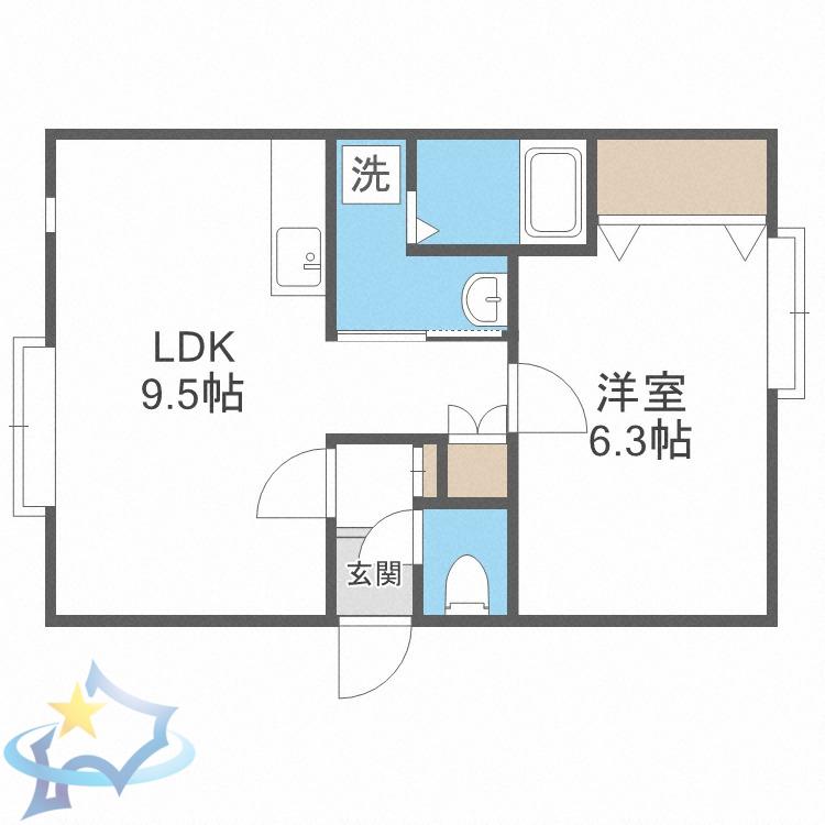 シングルステージ山の手通(1LDK/2階)の間取り写真