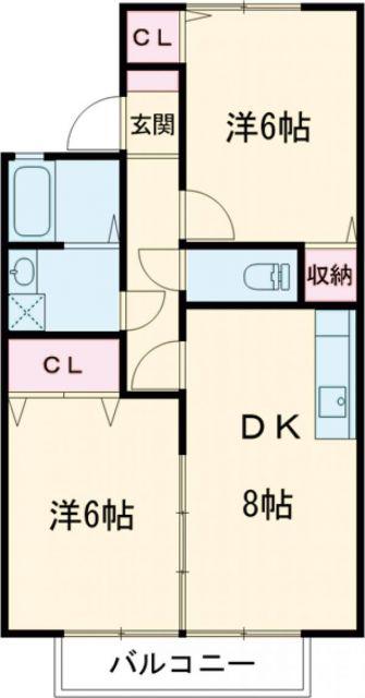 メゾン若宮 B(2DK/2階)の間取り写真