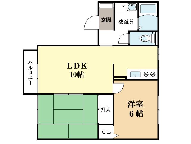 ガーデンヒルズ州見(2LDK/1階)の間取り写真