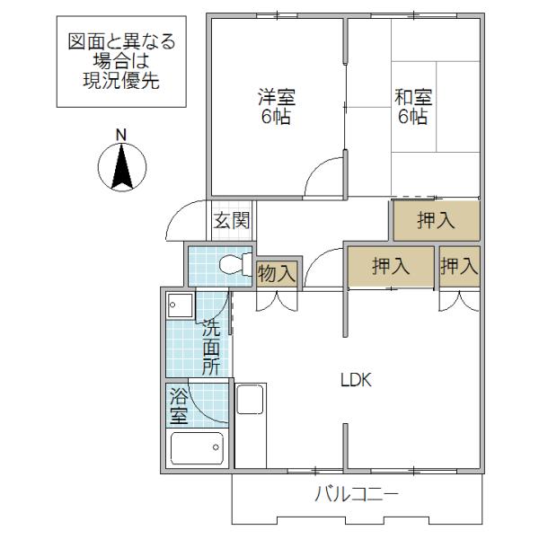 勝田プリンスマンション A棟(2LDK/1階)の間取り写真