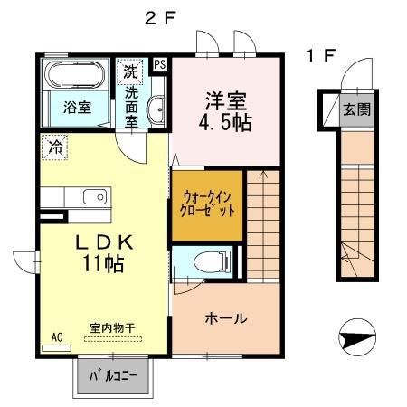 なでしこ(1LDK/2階)の間取り写真