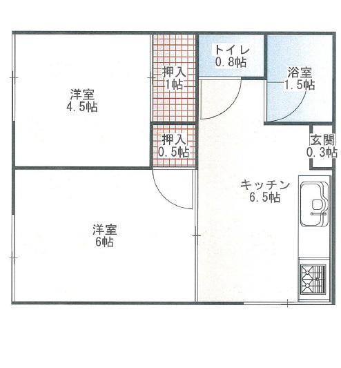 青木ハイツ(2DK/1階)の間取り写真