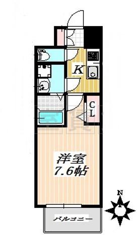 エスリード今池アヴェール(1K/9階)の間取り写真