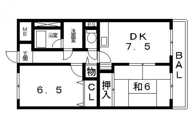ヴィラサルーテ(2DK/1階)の間取り写真