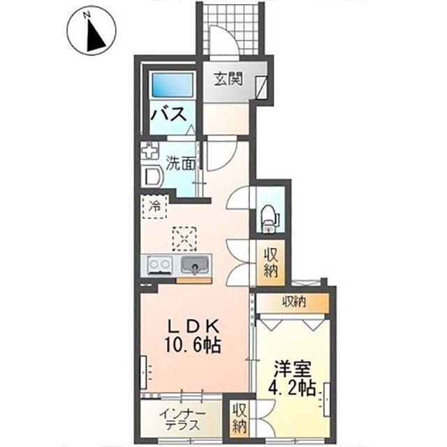 メゾン ベルフルール(1LDK/1階)の間取り写真