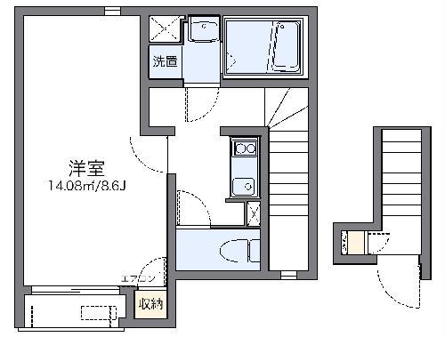 レオネクストHOSOYAIII(1K/2階)の間取り写真