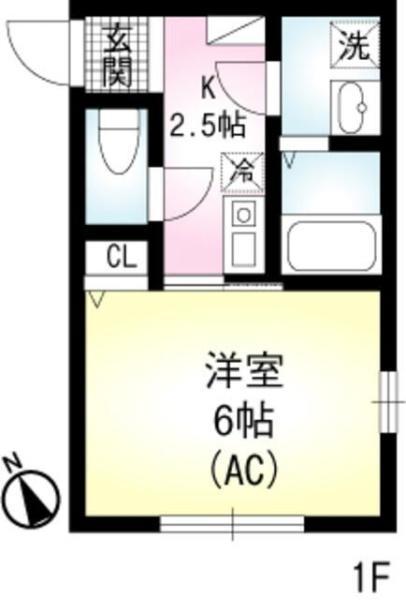 ブリエール保土ヶ谷(1K/1階)の間取り写真
