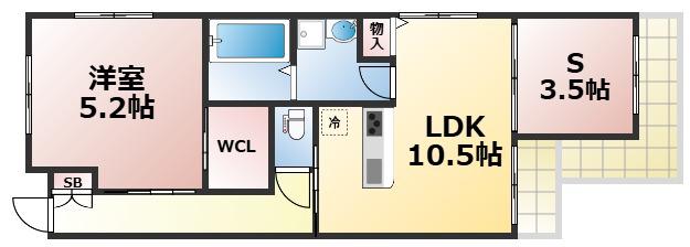 サイプレス北巽(1SLDK/2階)の間取り写真
