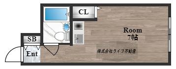 小若江スカイハイツ(ワンルーム/3階)の間取り写真