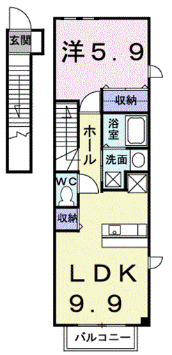 ベルヴェデーレ(1LDK/2階)の間取り写真