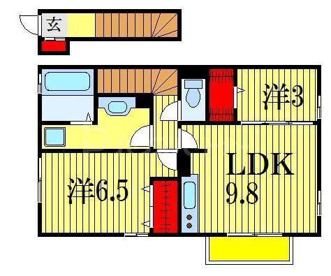 ドミール.K(2DK/2階)の間取り写真