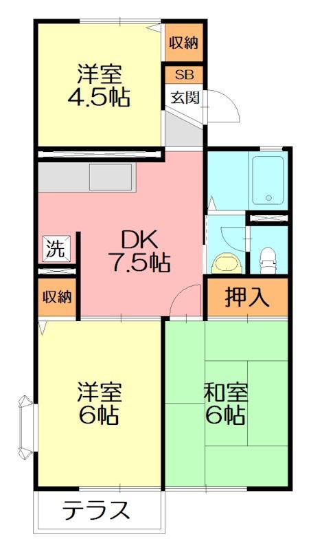 ハイツひまわり(3DK/1階)の間取り写真