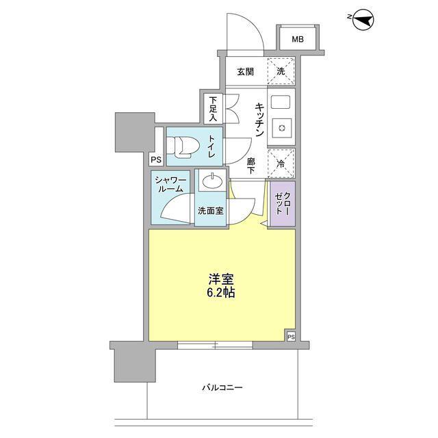 アイルズ東中野(1K/8階)の間取り写真
