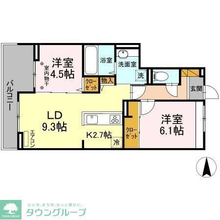 ラフォーレ弐番館(2LDK/2階)の間取り写真
