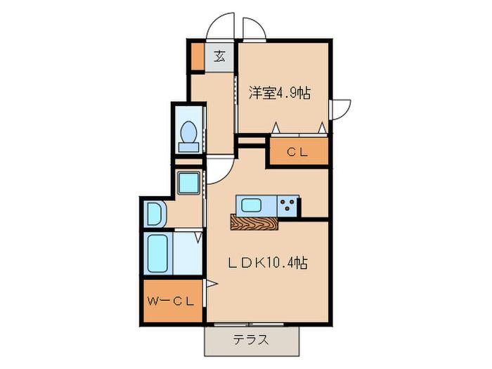 ボアソルテ平芝(1LDK/1階)の間取り写真