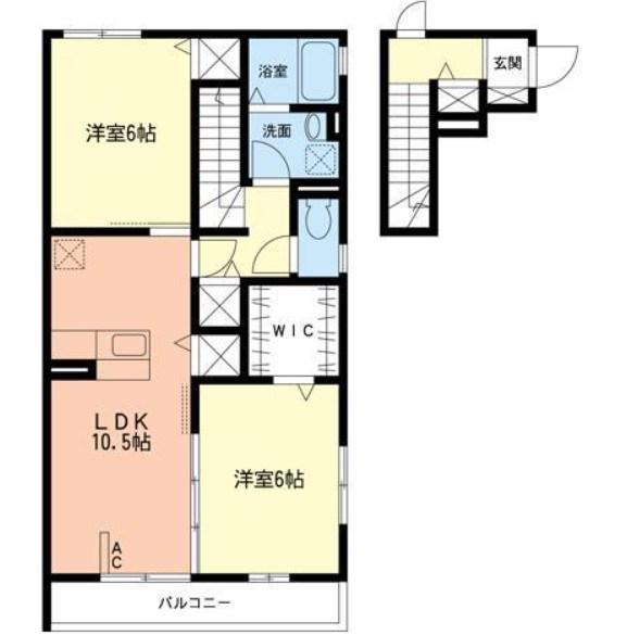 ミルプランタンⅡ(2LDK/2階)の間取り写真