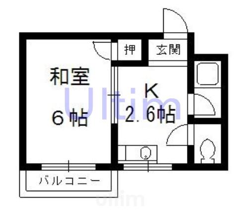 マンション皆栄(1K/2階)の間取り写真