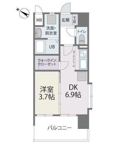 カーサ エンペサール(1DK/3階)の間取り写真