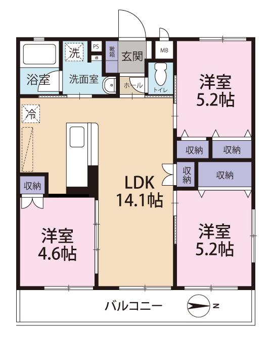 T様共同(3LDK/2階)の間取り写真