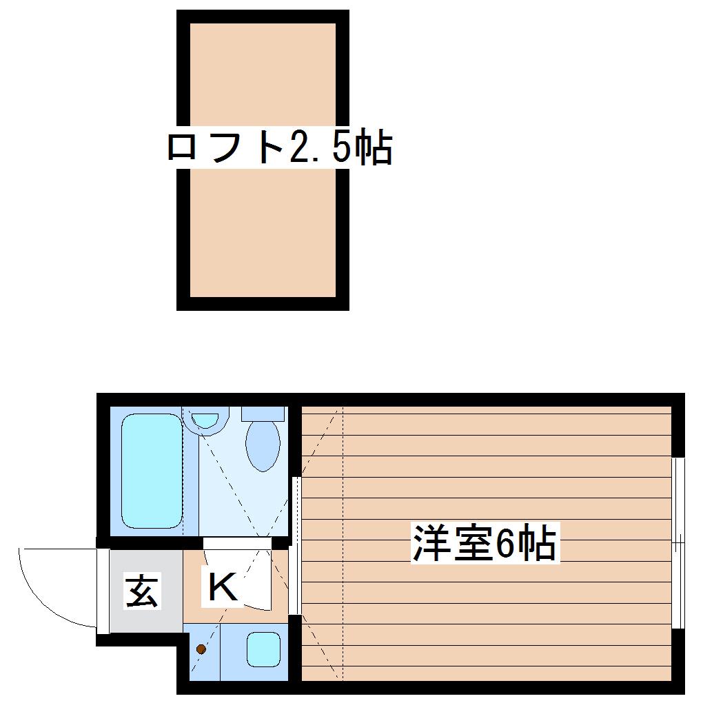ベルシティ米ヶ袋(1K/2階)の間取り写真