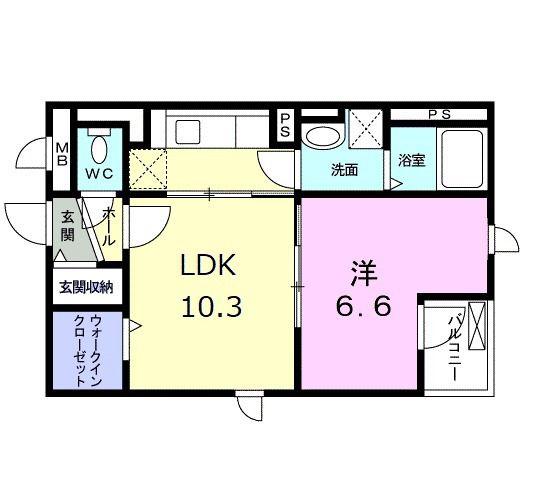 カーサベルデ(1LDK/2階)の間取り写真