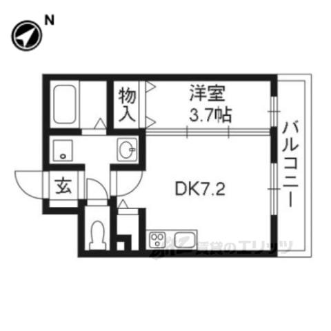 ハピネスクエア桂(1LDK/1階)の間取り写真