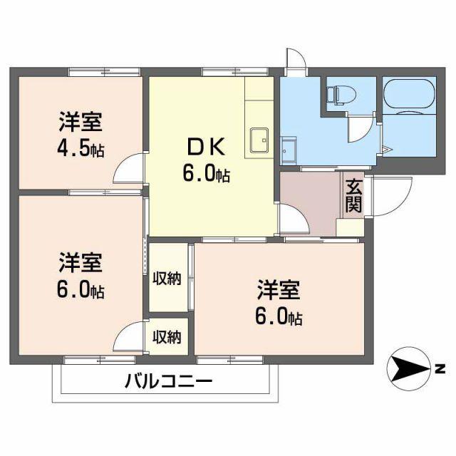 フレグランス山西 II棟(3DK/2階)の間取り写真