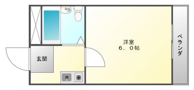 岡本ハイツ(1K/4階)の間取り写真
