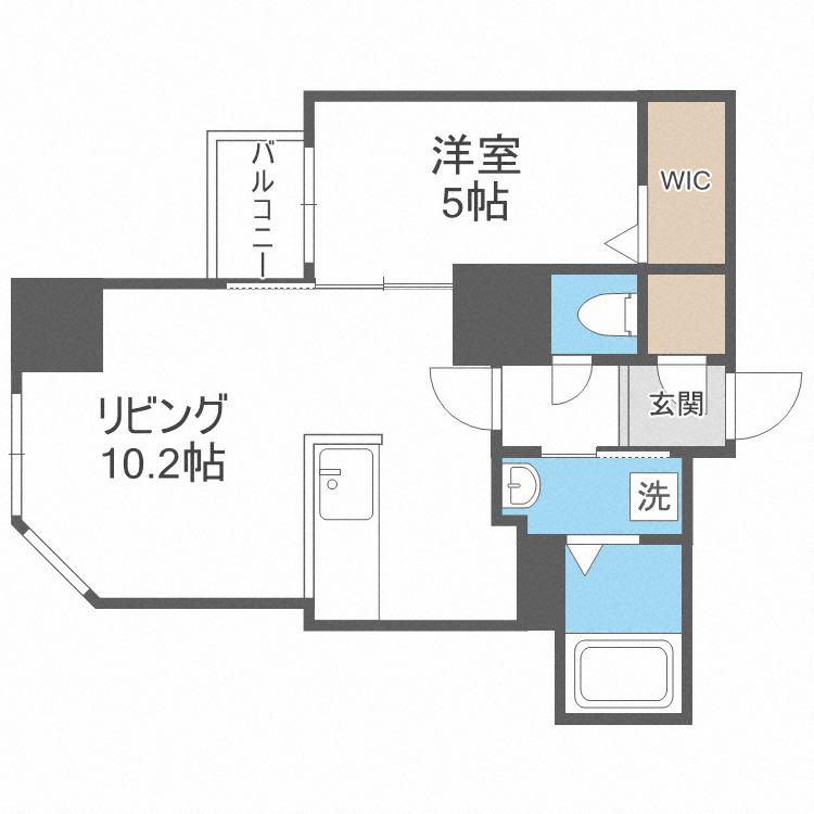 S-FORT北大前(1LDK/6階)の間取り写真