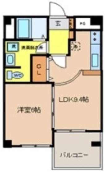カルム竹林(1LDK/1階)の間取り写真
