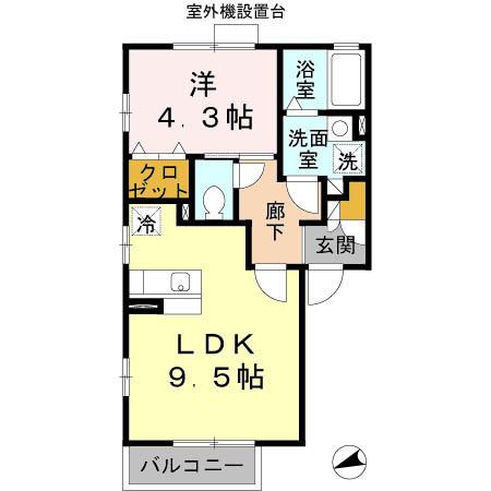 エクセレンテ(1LDK/1階)の間取り写真