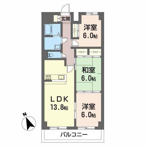 アーバンコア九の城(3LDK/5階)の間取り写真