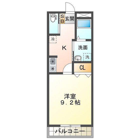 シティライフ三日市(1K/1階)の間取り写真