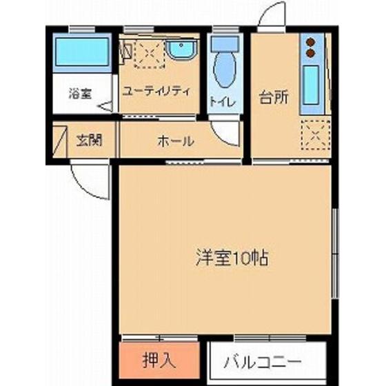 ボヌールK(1K/2階)の間取り写真