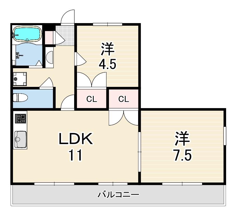 ヴィ フォレスト2(2LDK/3階)の間取り写真