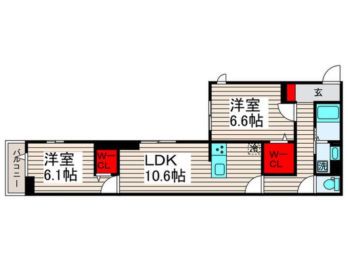 メゾンアーク西新井(2LDK/1階)の間取り写真