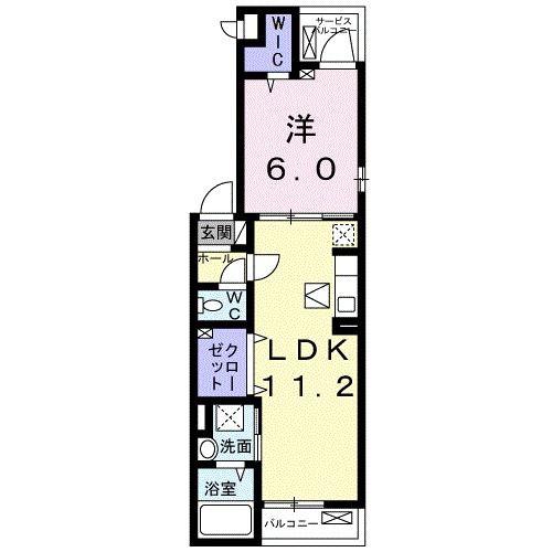 シャローム(1LDK/1階)の間取り写真