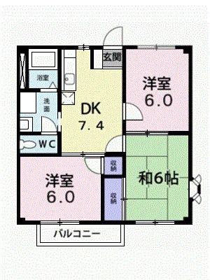 ニューシティ古川(3DK/1階)の間取り写真
