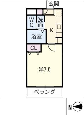 A・CITY柴田本通(1K/1階)の間取り写真