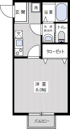 ミレニア草加住吉(1K/1階)の間取り写真