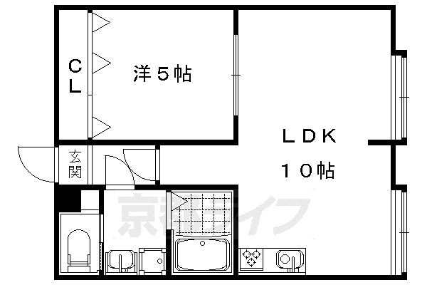 エスターテ太秦広隆寺(1LDK/2階)の間取り写真