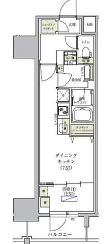 アーバネックス谷町四丁目(1LDK/13階)の間取り写真