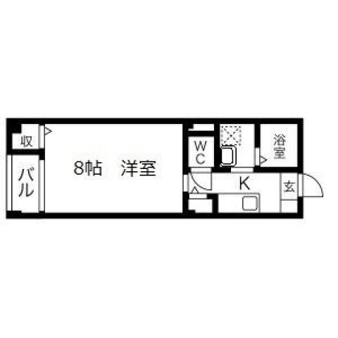 プライムコート緑橋(1K/2階)の間取り写真