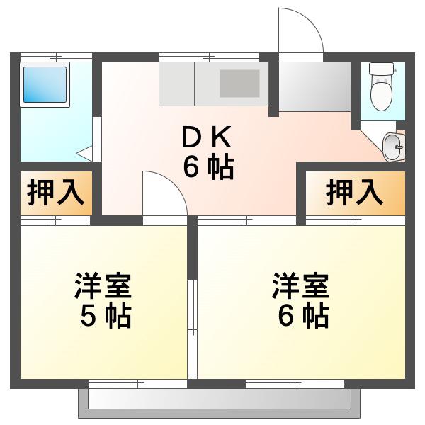 コーポミサ(2DK/2階)の間取り写真