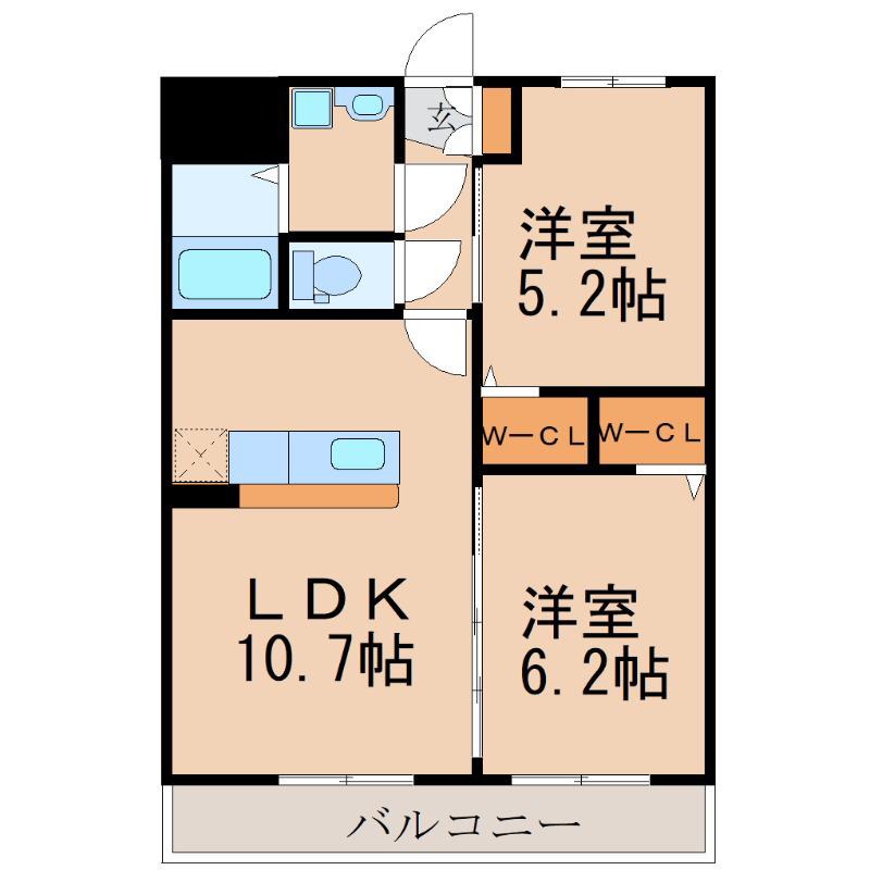 クレヨンハイツII(2LDK/1階)の間取り写真