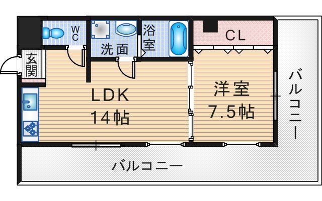 長尾第1ビル(1LDK/4階)の間取り写真