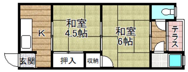 コーポAMAパーク(2K/1階)の間取り写真