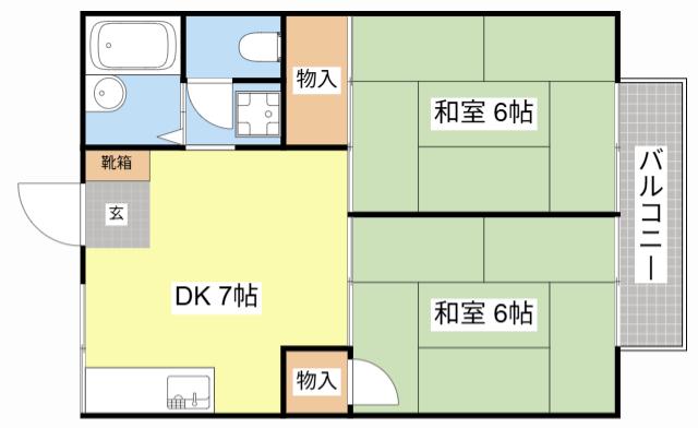 プレジール礒田(2DK/2階)の間取り写真