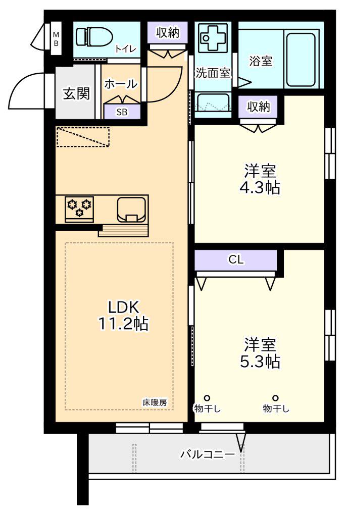 MAISONDEBANZAIII(2LDK/3階)の間取り写真